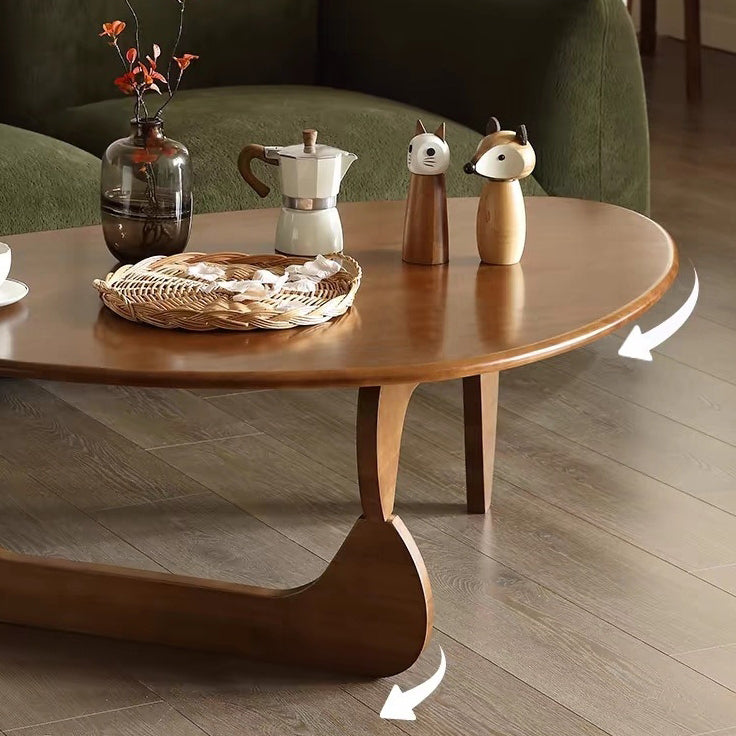 Japanese Triangle Rubberwood Coffee Table — Walnut Color