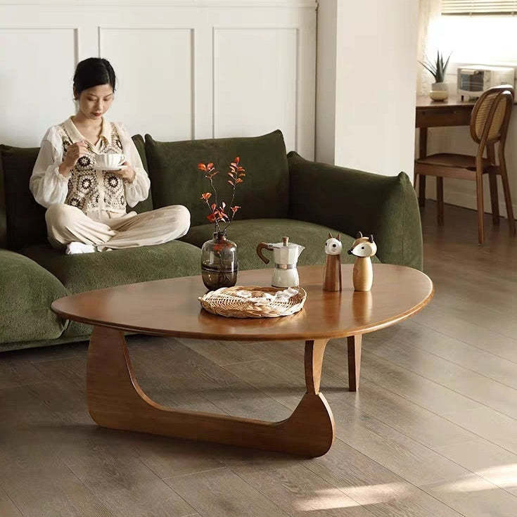 Japanese Triangle Rubberwood Coffee Table