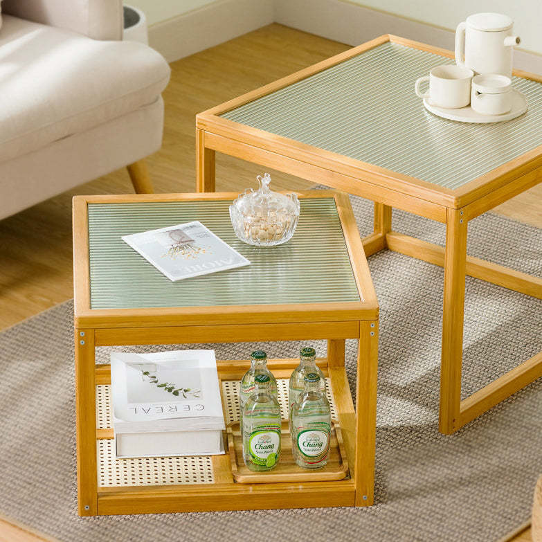 Japanese Square Wood Acrylic Coffee Table
