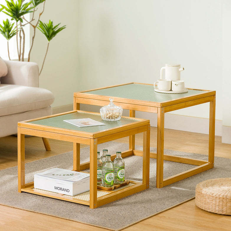 Japanese Square Wood Acrylic Coffee Table
