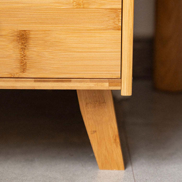 Japanese Rectangular Wood 2-Drawer End Table