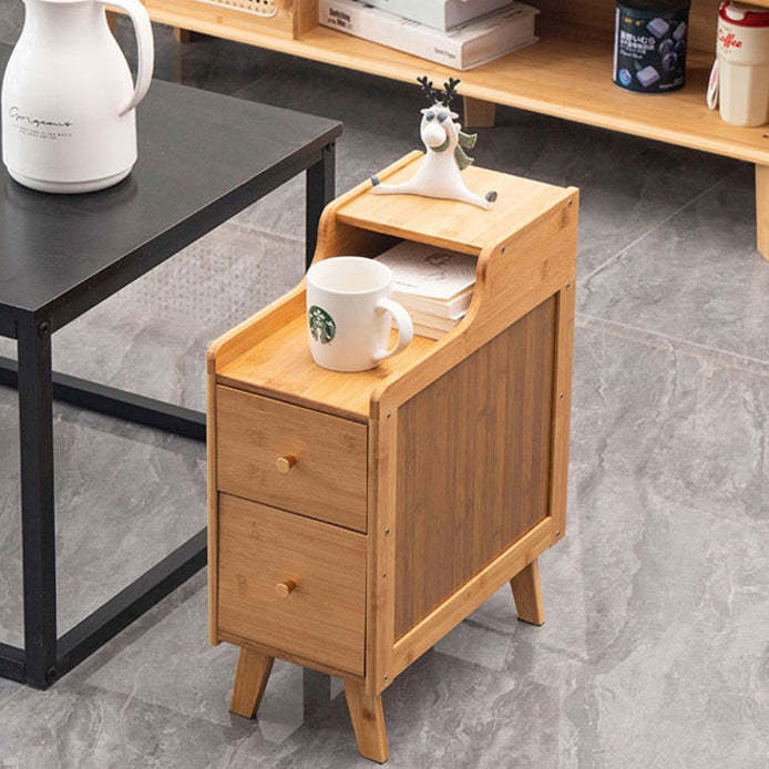 Lighom rectangular 2-drawer wood end & side tables for living room
