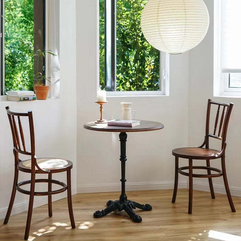 Vintage Round Wood Rattan Chair