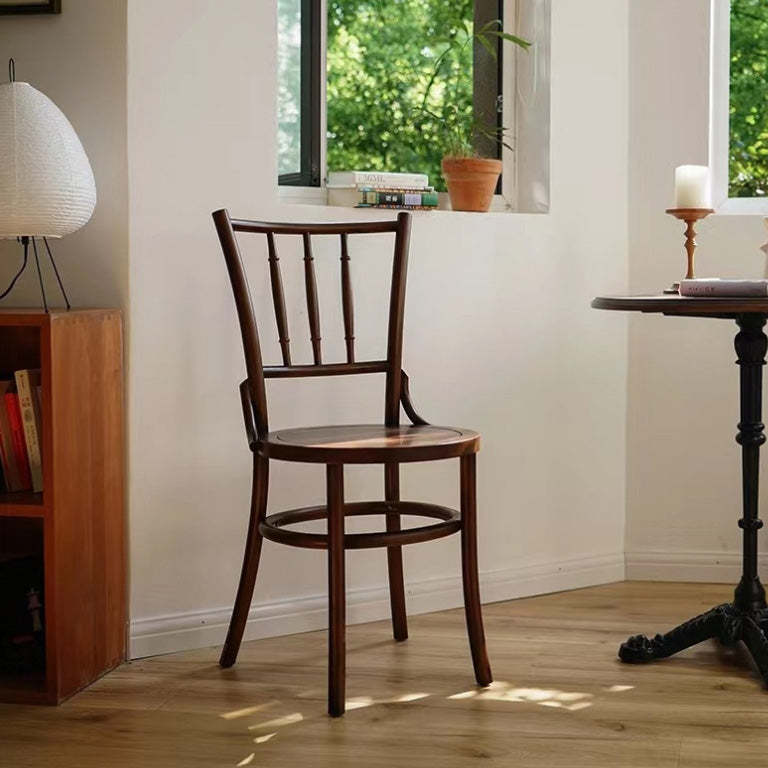 Vintage Round Wood Rattan Chair