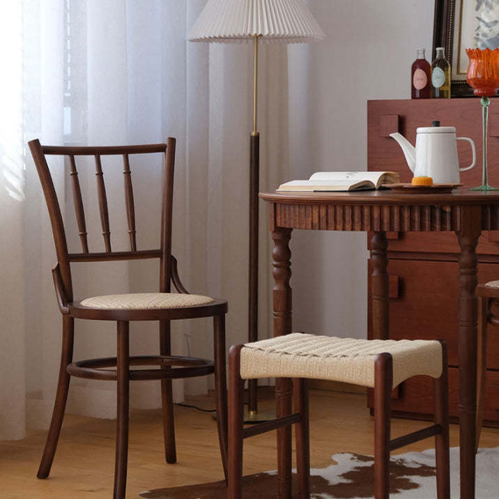 Vintage Round Wood Rattan Chair