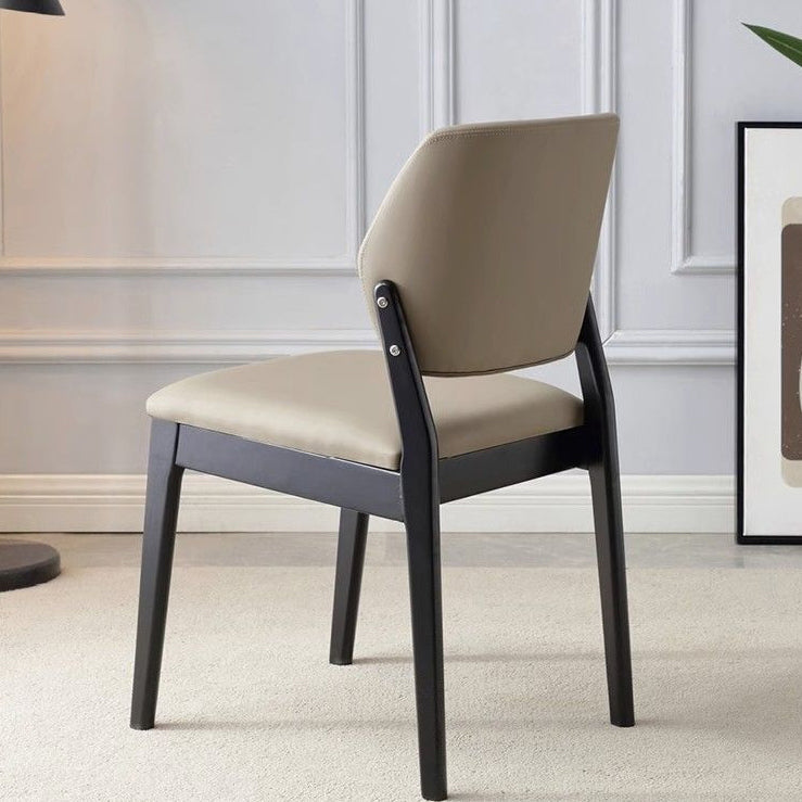 Nordic Wood Leather Chair — Beige