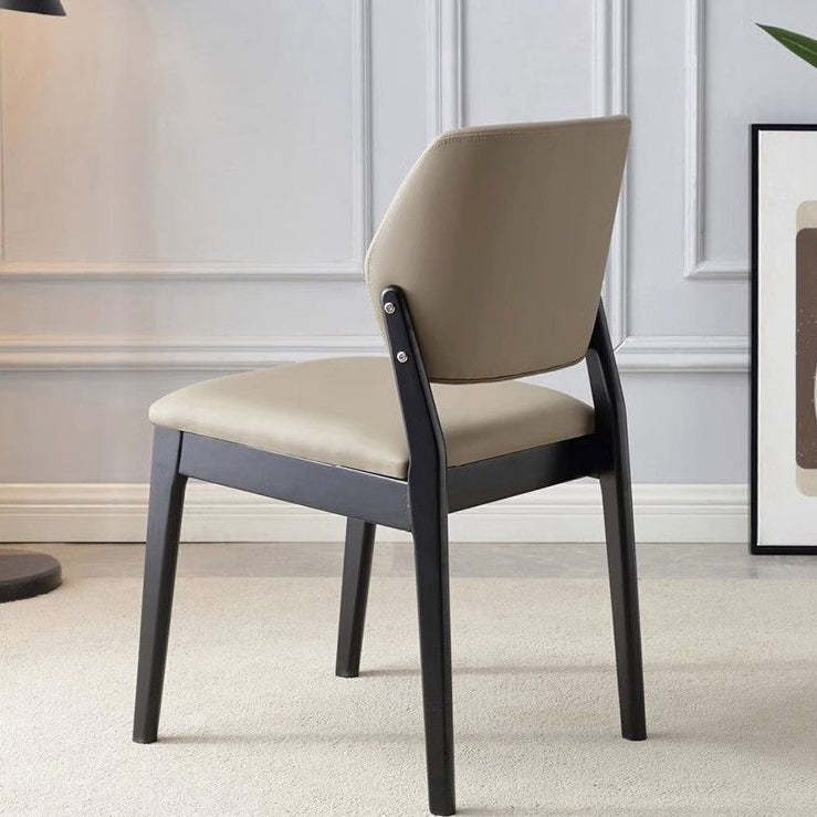 Nordic Wood Leather Chair — Beige