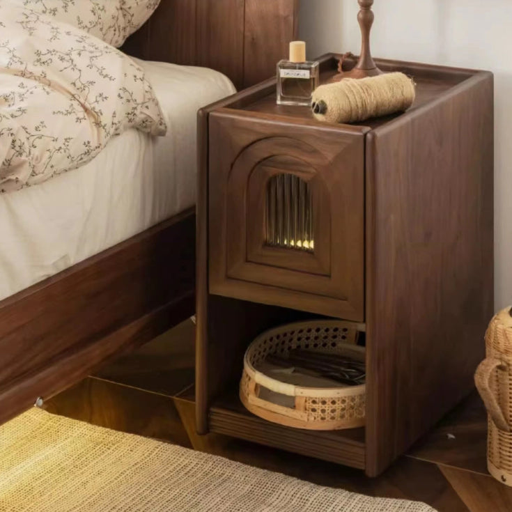 Arched retro walnut nightstands, Lighom