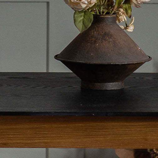 Vintage Solid Wood Engineered Wood Veneer 1-Shelf Side Table