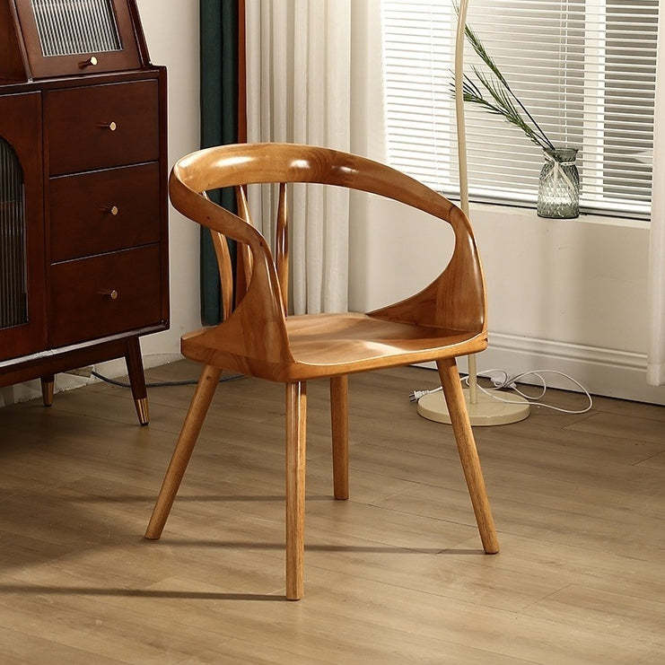 Scandinavian Round Back Solid Wood Dining Armchair