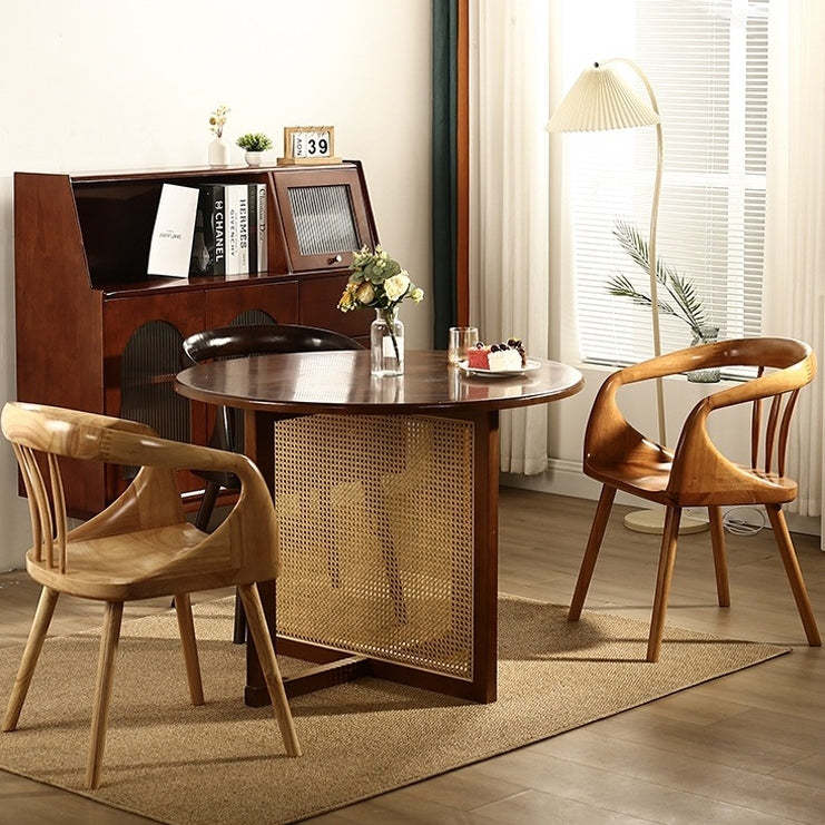 Scandinavian Round Back Solid Wood Dining Armchair