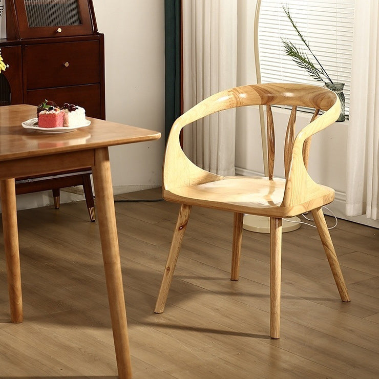 Scandinavian Round Back Solid Wood Dining Armchair