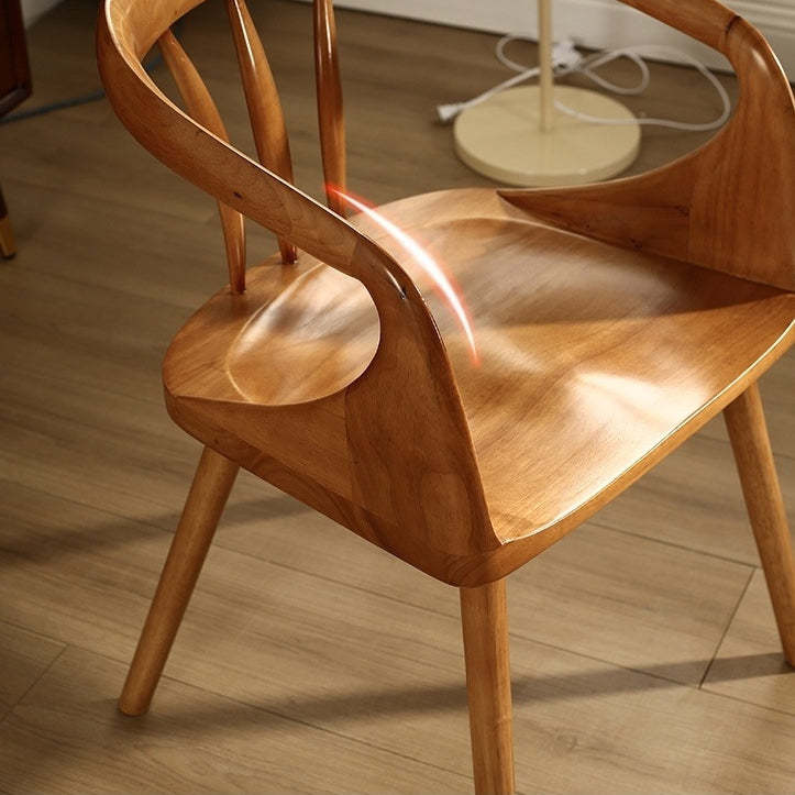 Scandinavian Round Back Solid Wood Dining Armchair