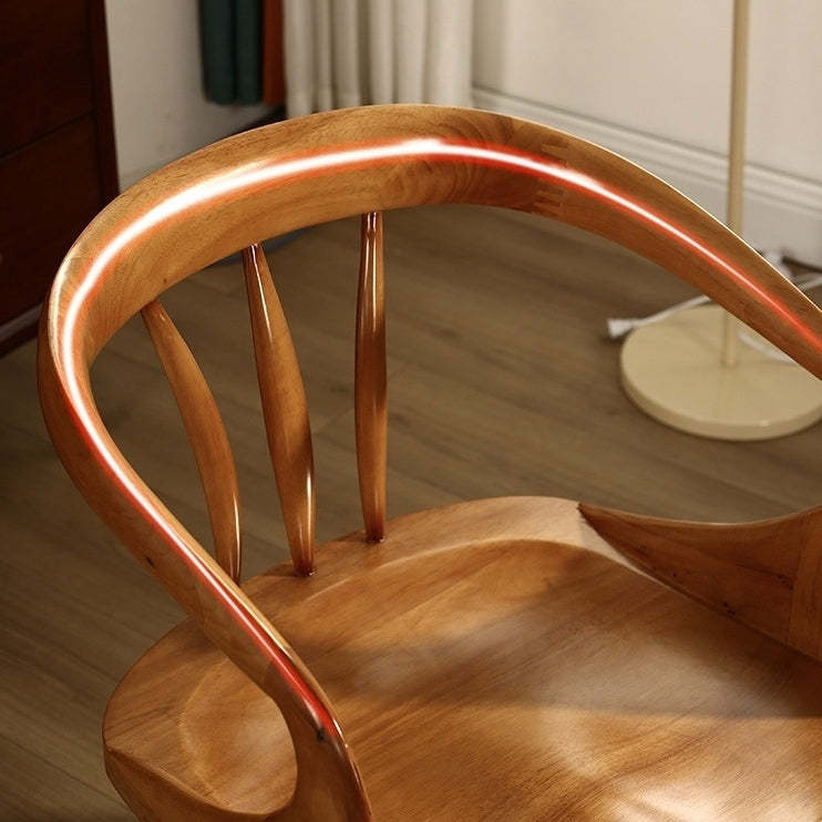 Scandinavian Round Back Solid Wood Dining Armchair