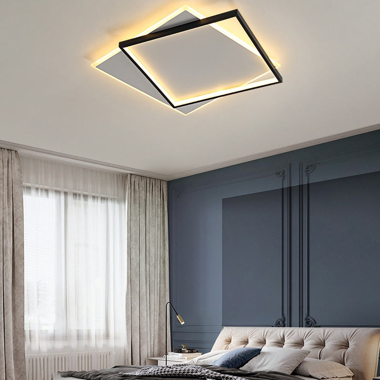 Minimalist square flush mount lighting in acrylic — Round / 220V-240V (UK/AU)