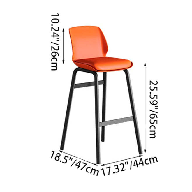 Nordic Square Leather Iron Plastic Bar Stool — Gray