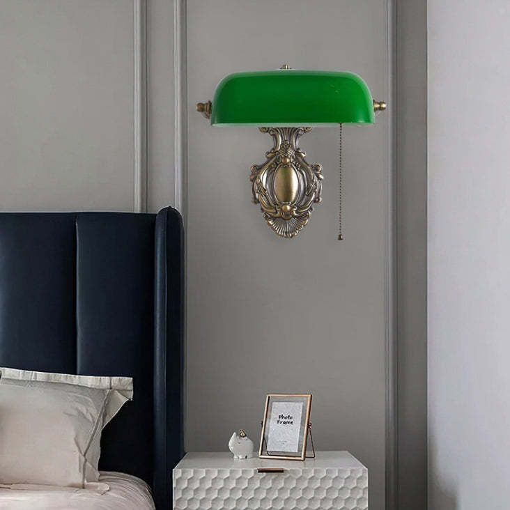 Retro Copper Green Glass Wall Sconce