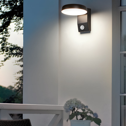 Black Motion Sensor Outdoor Wall Light - Rotatable-Lighom
