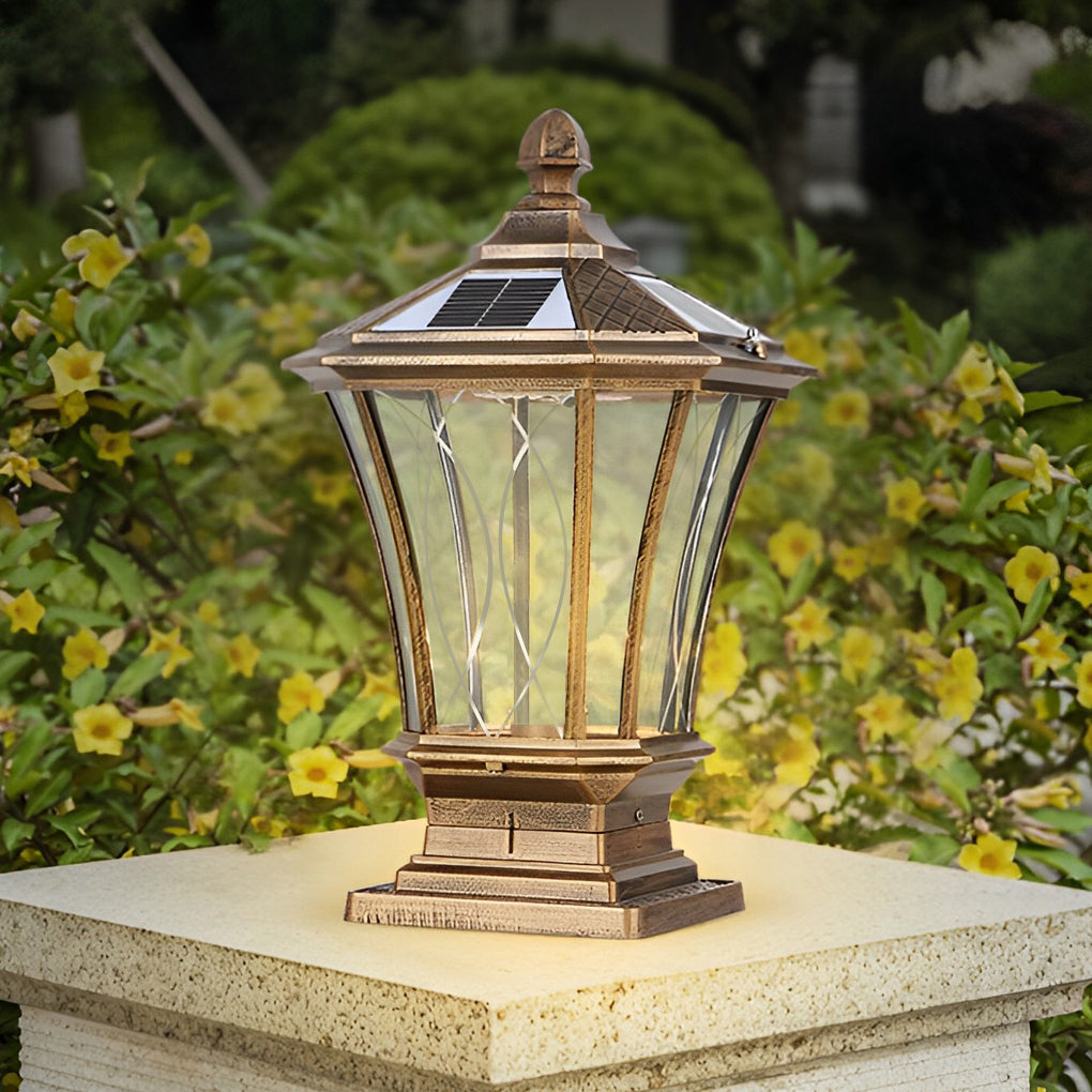 Vintage Waterproof LED Retro Solar Fence Post Light Remote