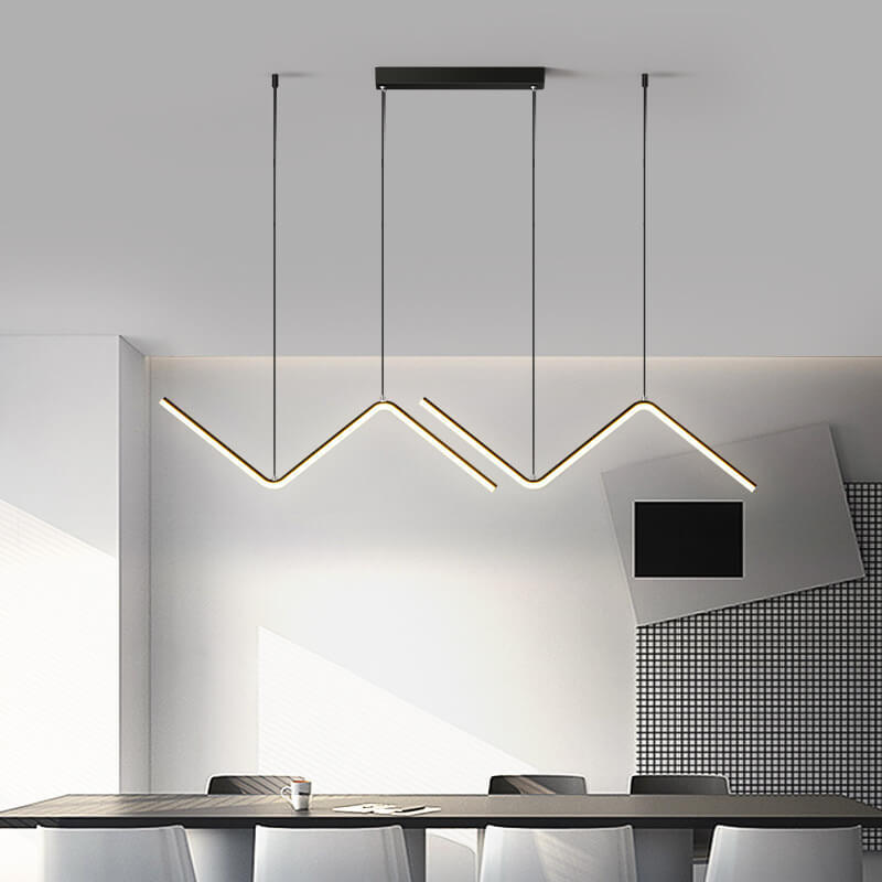 Minimalist N-Shaped Line 2-Light LED Pendant — Black / White Light (5000K) / 110V-120V For US/CA