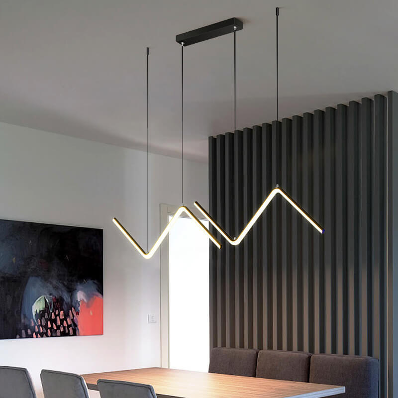 Minimalist N-Shaped Line 2-Light LED Pendant — Gold / Warm Light (3000K) / 220V-240V For UK/AU