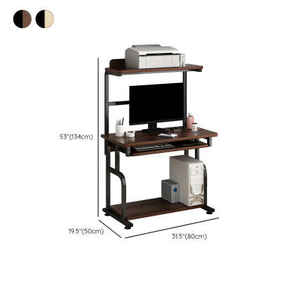 Brown Wood Computer Desk with Shelves