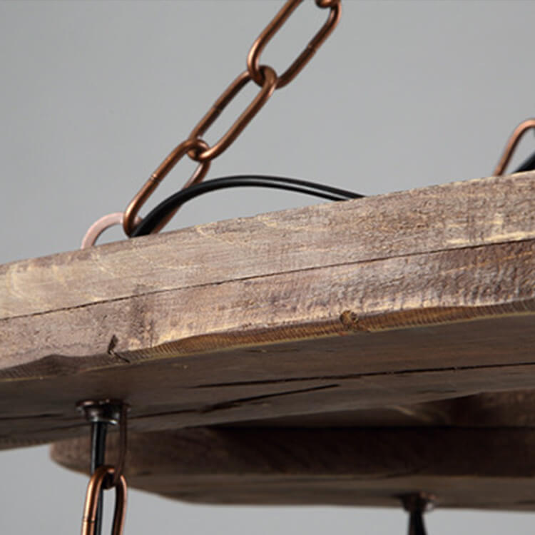 Retro Wooden 6-Light Lantern Chandelier