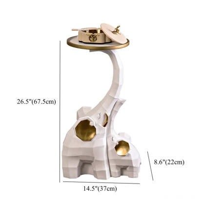 Novelty Elephant-Shaped White Resin Tray End Table