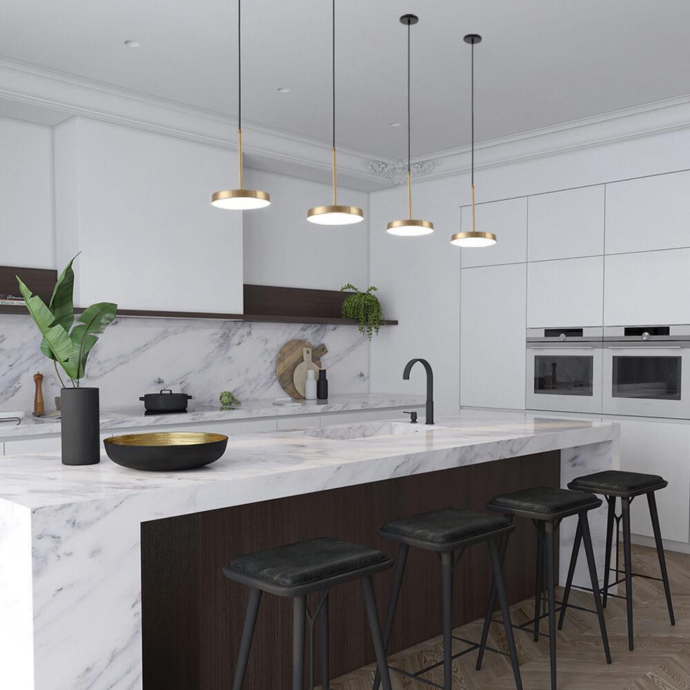 Minimalist drum metal pendant lighting — Warm White (3000K) / Polished Chrome / 220V-240V (UK/AU)