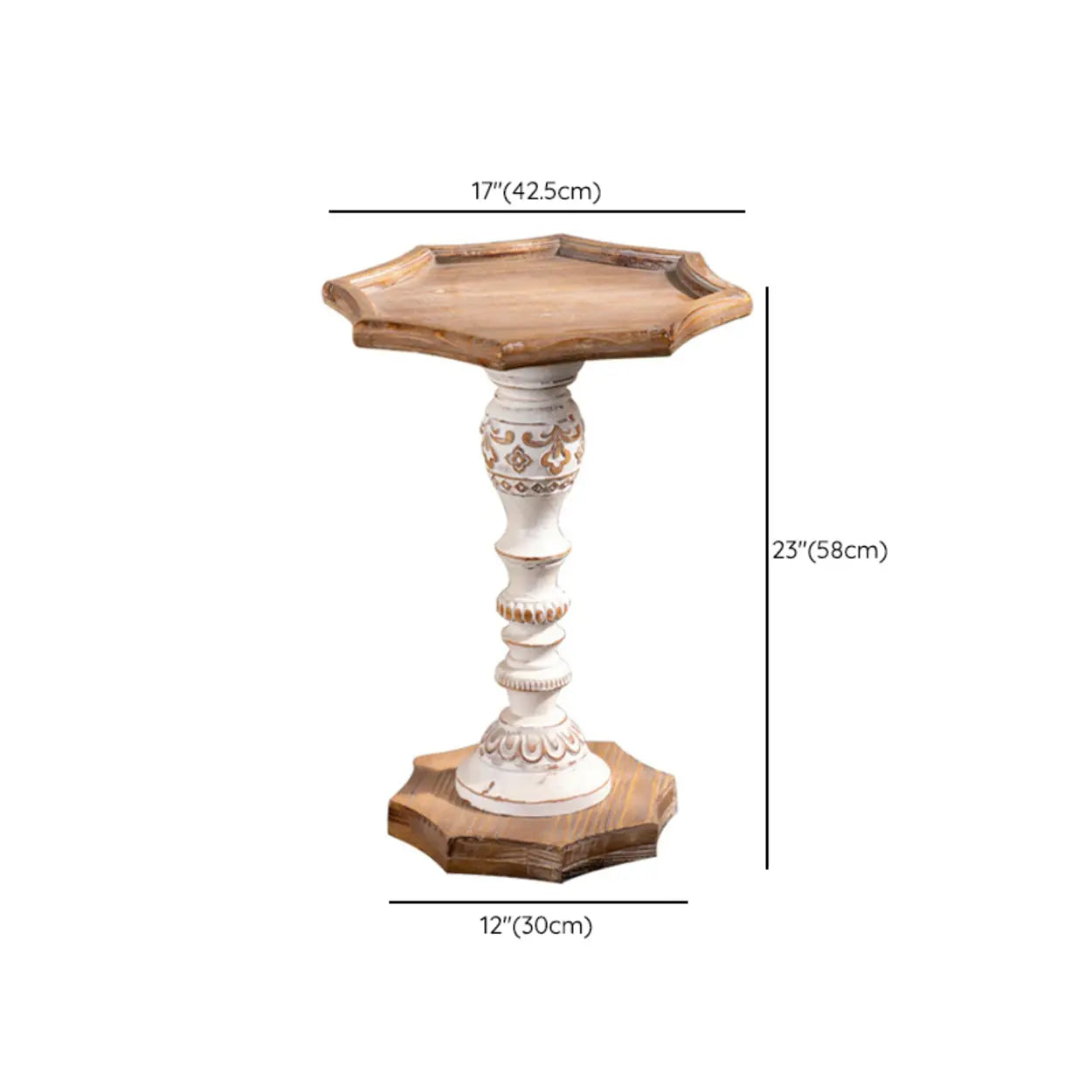 Vintage French Country Beige Pedestal Side Table