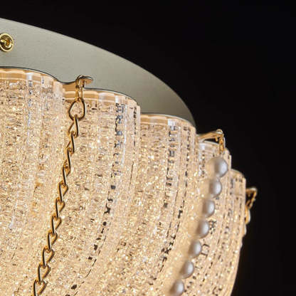 Art Deco Pumpkin Iron Crystal LED Flush Ceiling Light