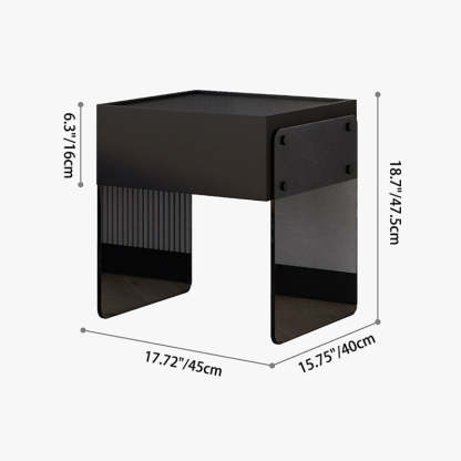 Minimalist Wood Plank Glass 1-Drawer Nightstand — White