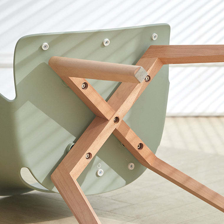 Nordic Trapezoidal Steel Wood Chair — Wood / Red