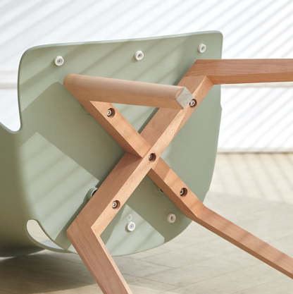 Nordic Trapezoidal Steel Wood Chair — Wood / Red
