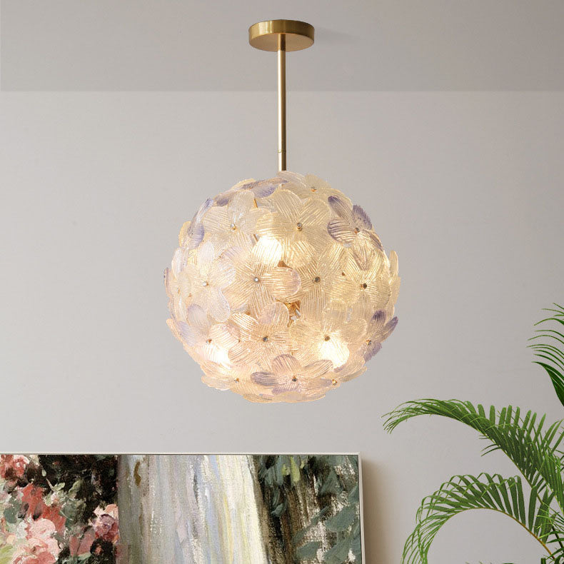 Art Deco Cinquefoil Spherical Glass Chandelier