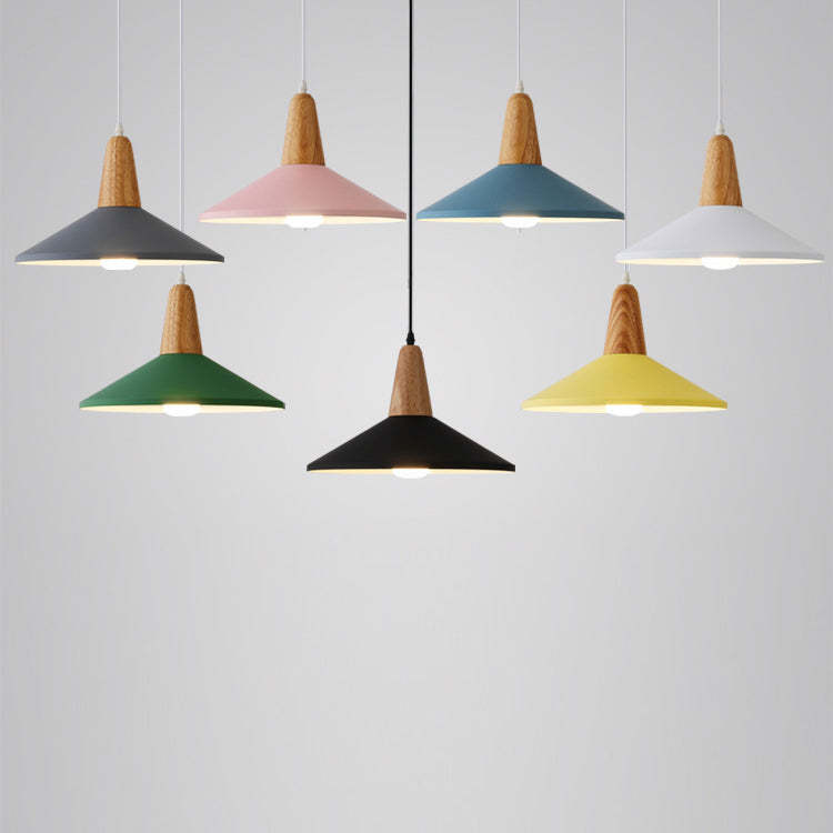 Nordic Macaron Aluminum Wood Pendant Light