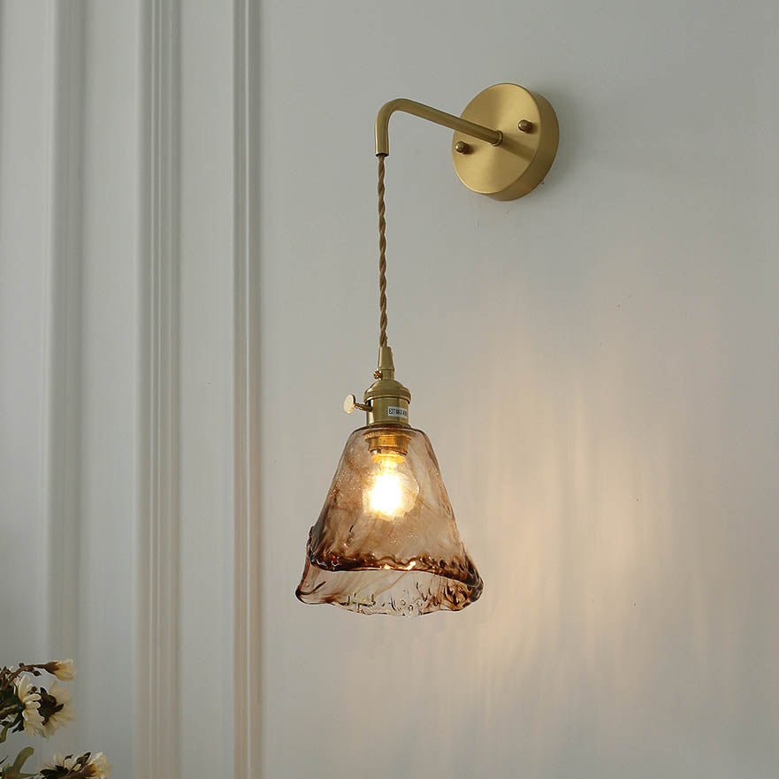 Modern Eclectic Amber Glass Geometric Jar Sconce — B / 110V-120V For US/CA