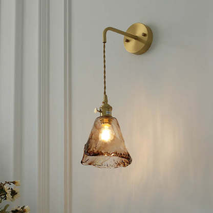 Modern Eclectic Amber Glass Geometric Jar Sconce — B / 110V-120V For US/CA