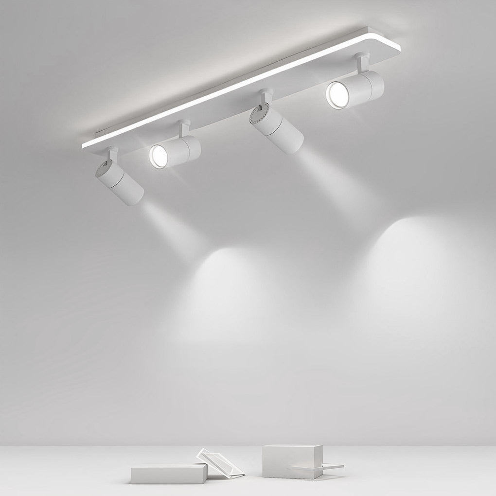 Minimalist Long Strip LED Flush Mount Adjustable Spotlight — Black / 4-Light / White