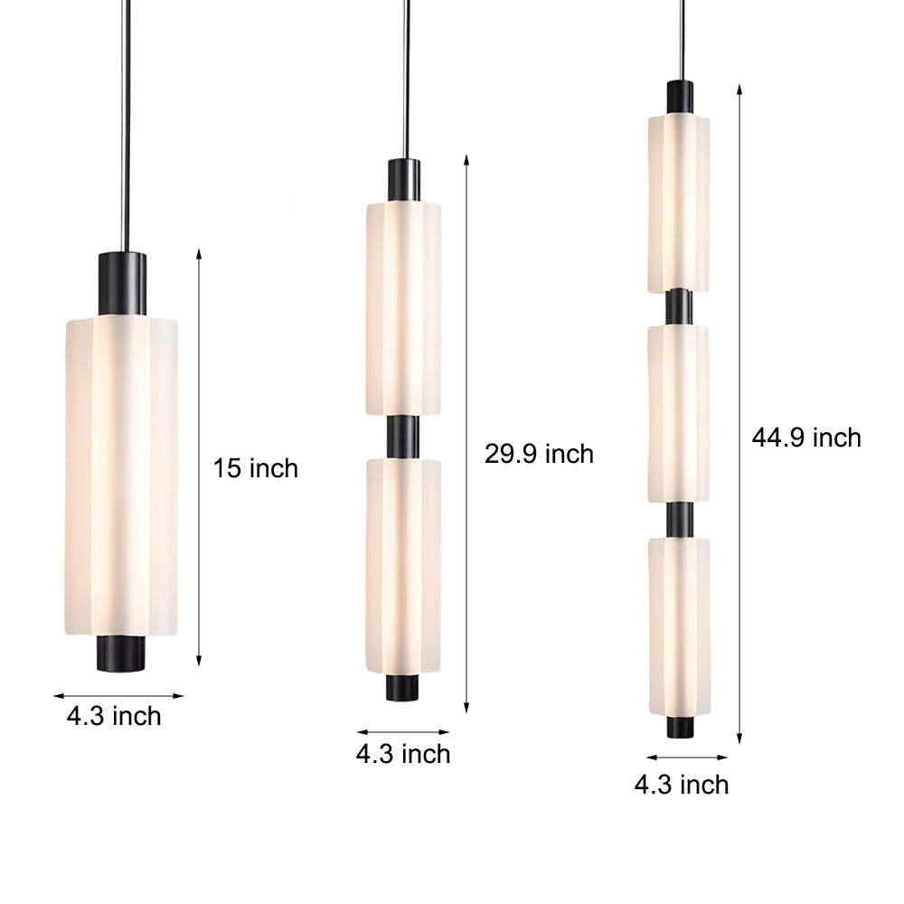 1/2/3-Head Acrylic Cylinder Modern Pendant Light, Gold/Black