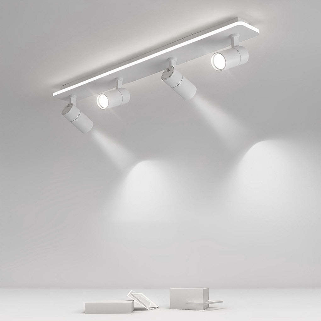 Minimalist Long Strip LED Flush Mount Adjustable Spotlight — Black / 4-Light / White