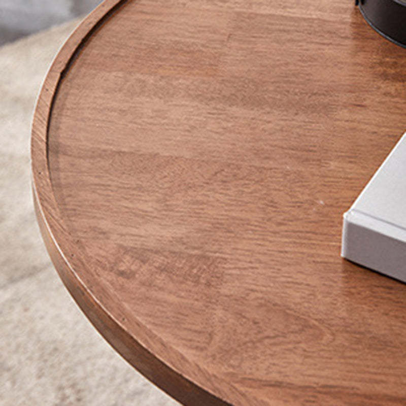 Modern Round Rubberwood 2-Tier End Table