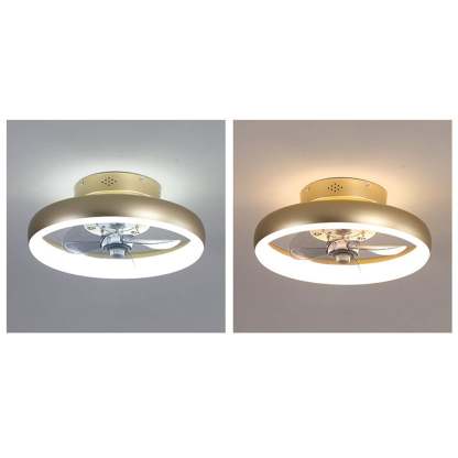 Nordic Round Wrought Iron LED Flush Mount Fan Light