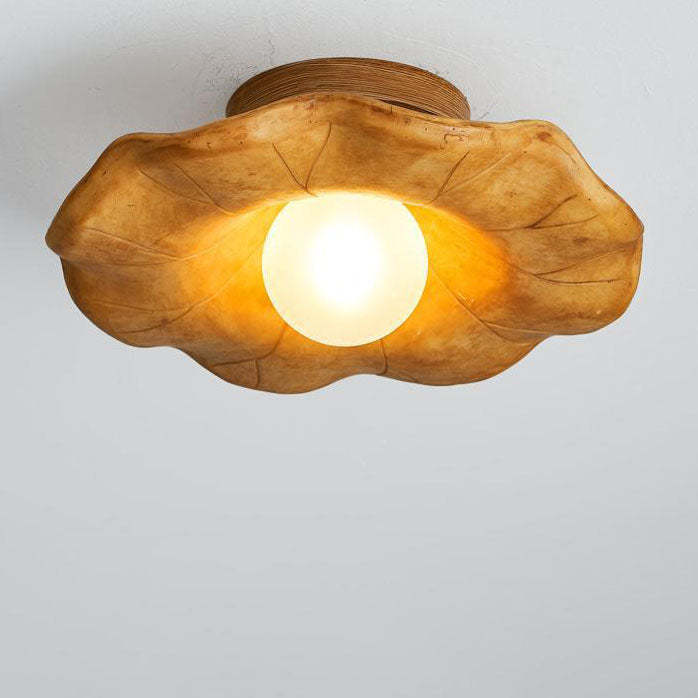 Japanese Wabi-Sabi Lotus Leaf Resin Ceiling Light