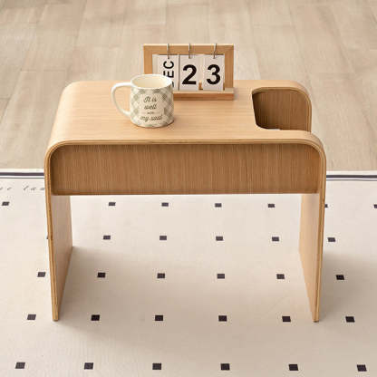 Minimalist Solid Wood C-Shaped Side Table