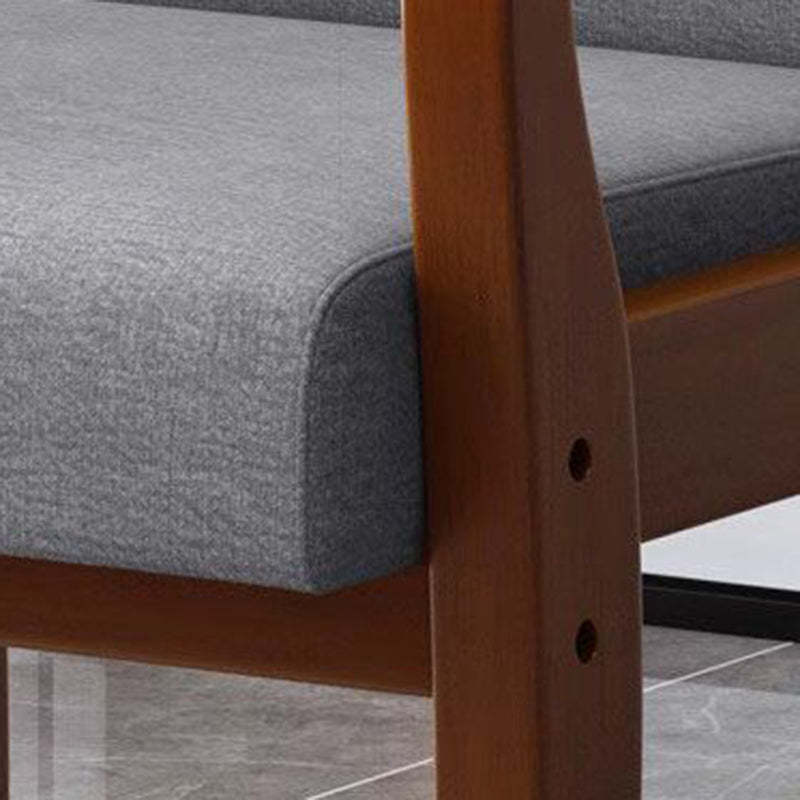Modern Wood Fabric Leather Armchair