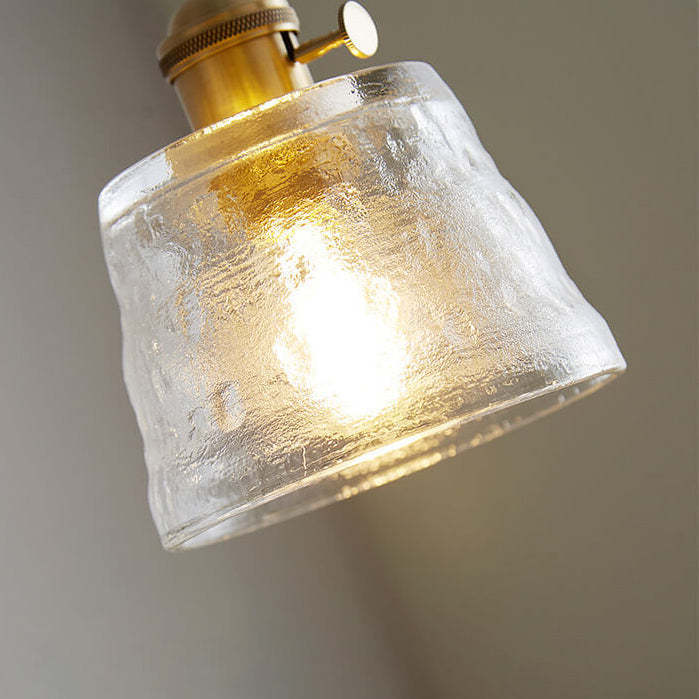 Vintage Glass Brass Drum Pendant Light