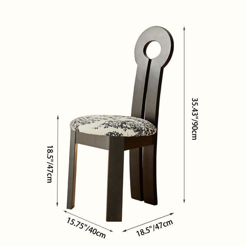 Vintage Round Fabric Wood Dining Chair