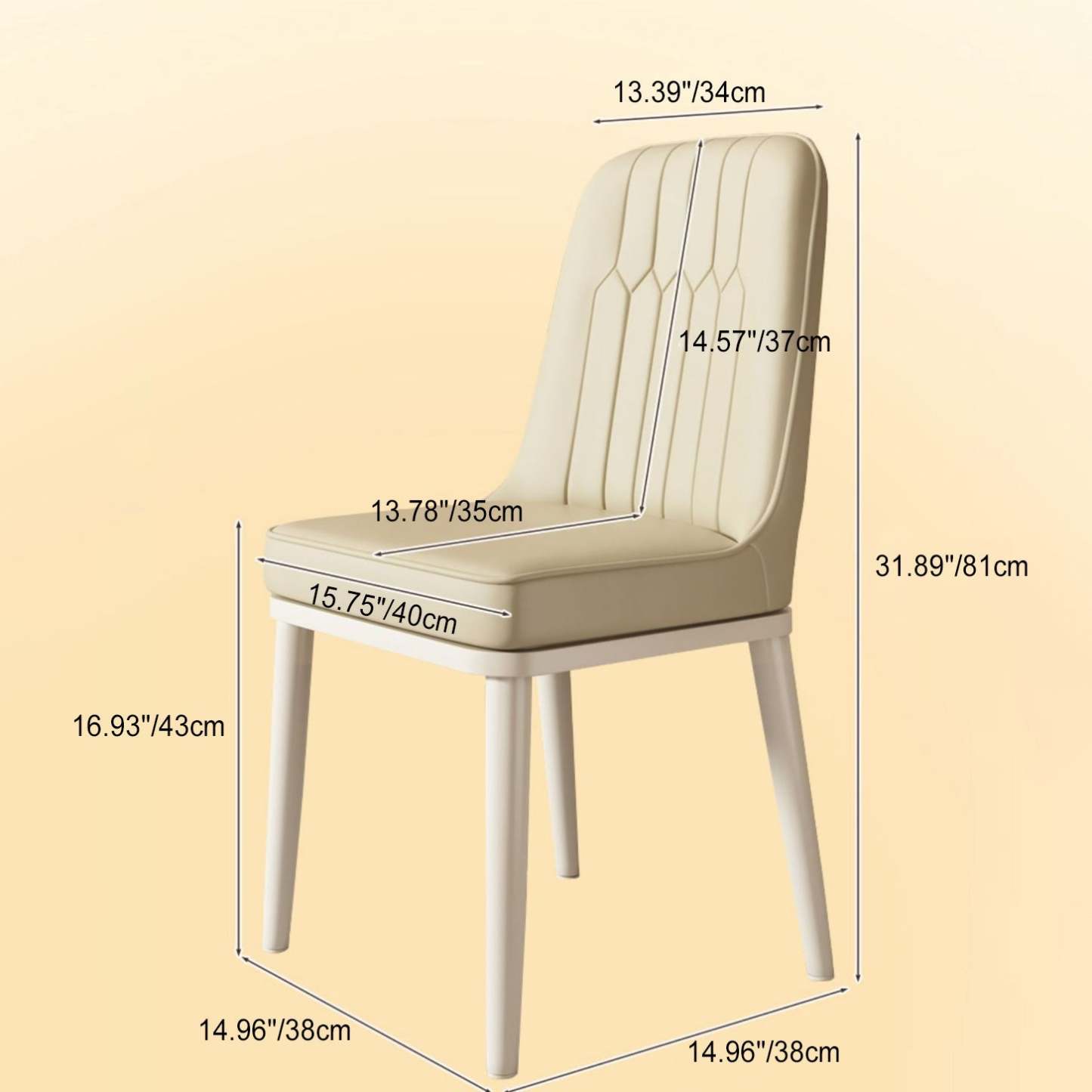 Contemporary Square PU Leather Upholstered Dining Chair — Gray Seat   Black Legs