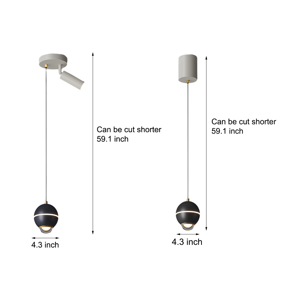 Small Metal Ball Modern Pendant with Spotlights